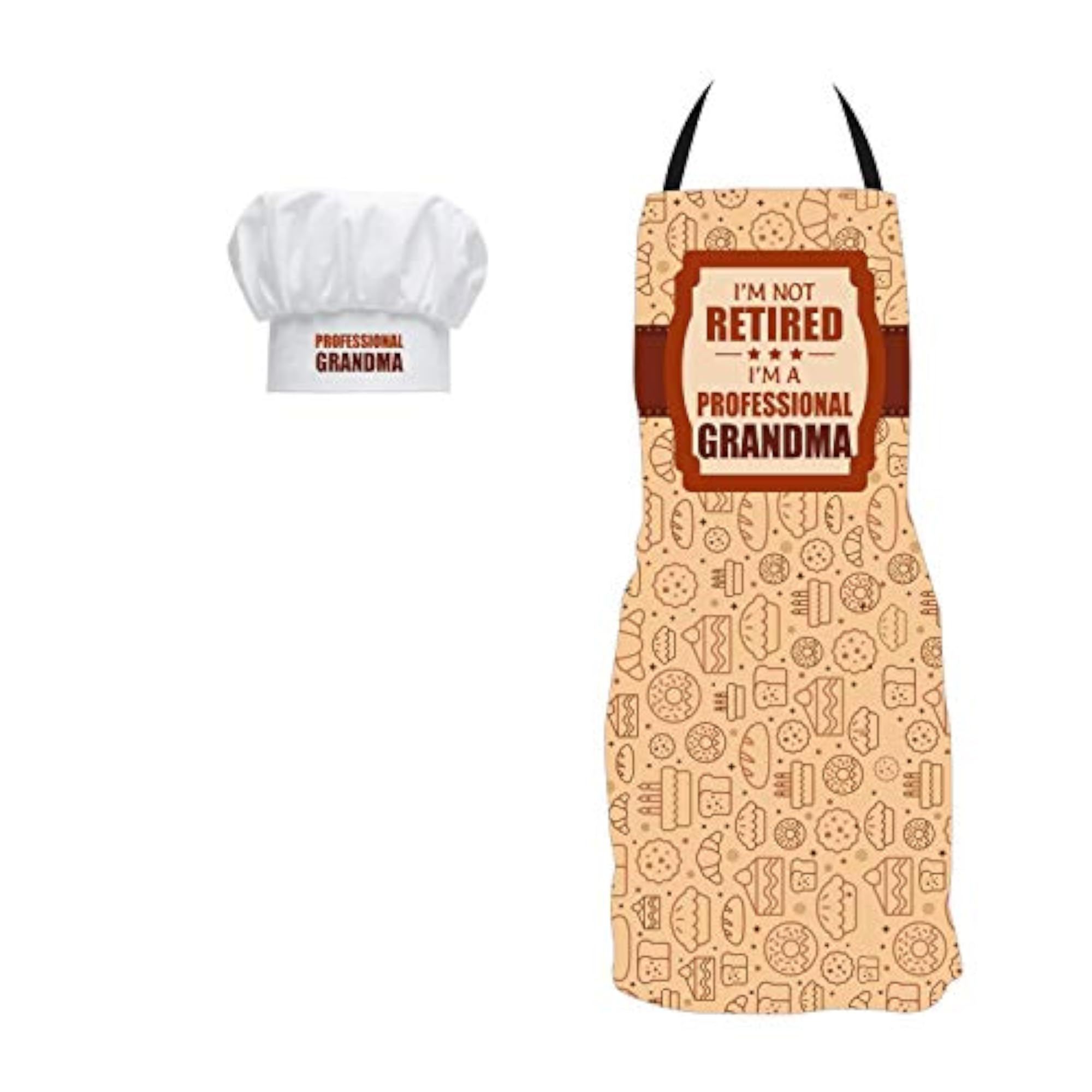 Professional Grandma Kitchen Apron with Chef Hat